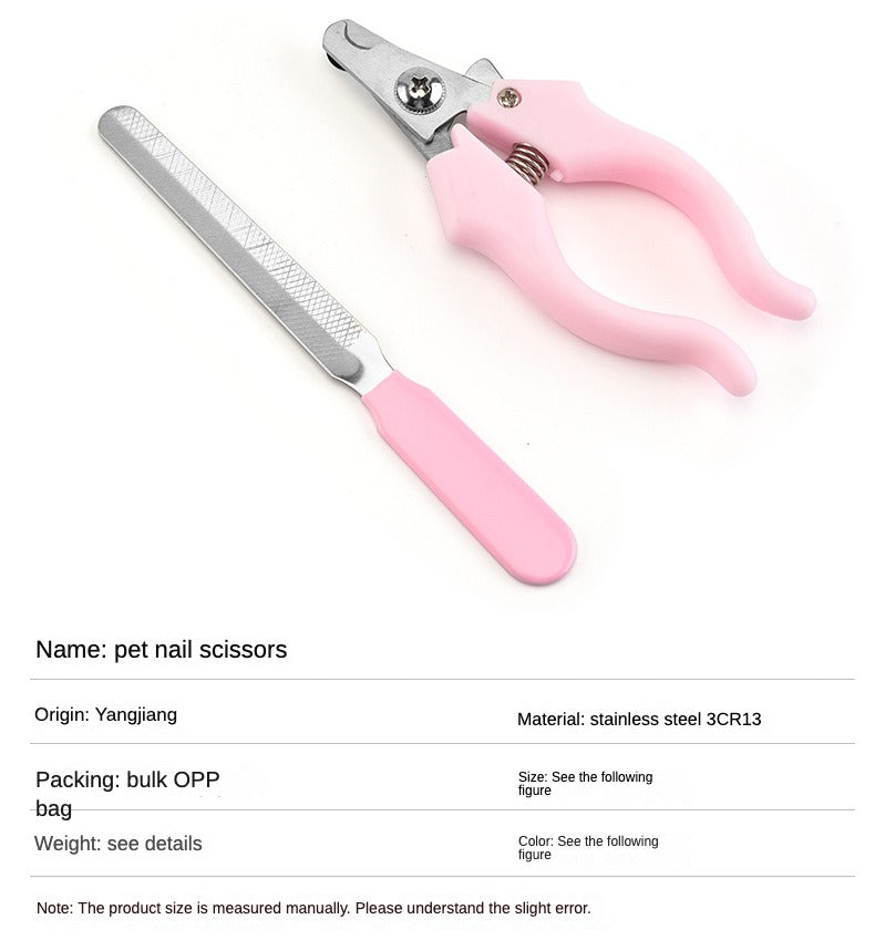 Pet nail clippers, stainless steel straight nail clippers, dog cleaning grooming tools scissors