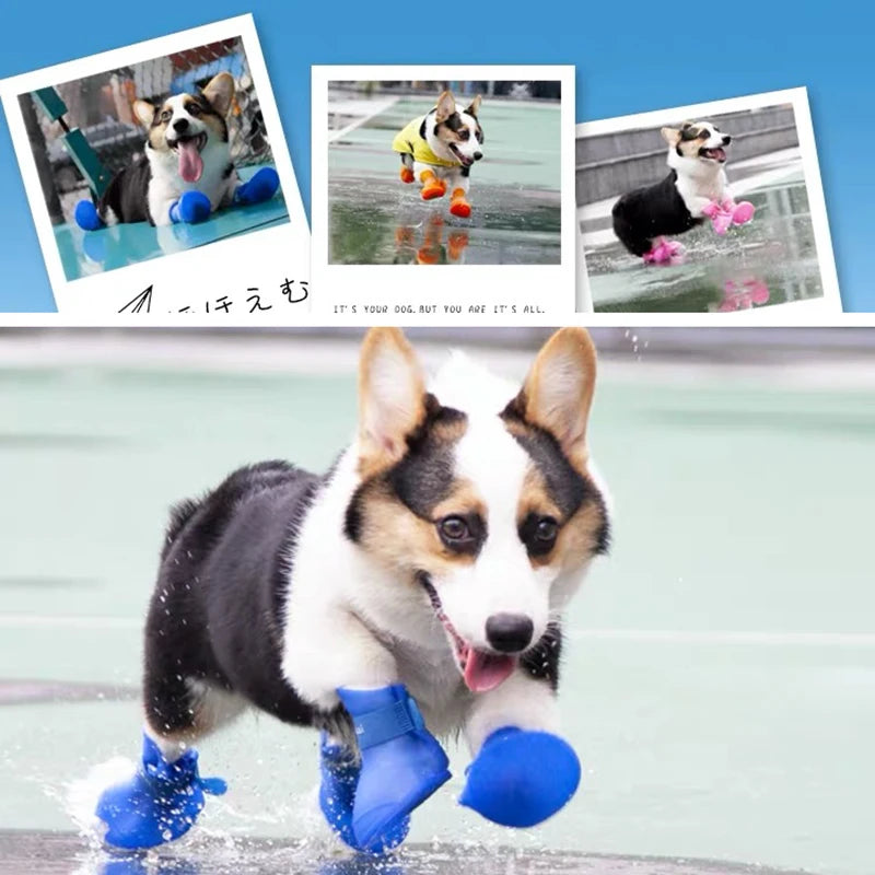 Pet Dog Rainshoes, Waterproof Silicone Dog Shoes Anti-skid Boots For Small, Medium Large Dogs