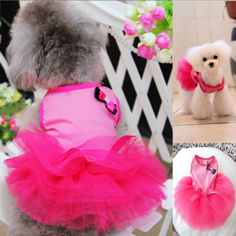 Pink Dog Cat Princess Tutu Dress, Bow Bubble Dress, Pet Puppy Clothes, Dog Apparel