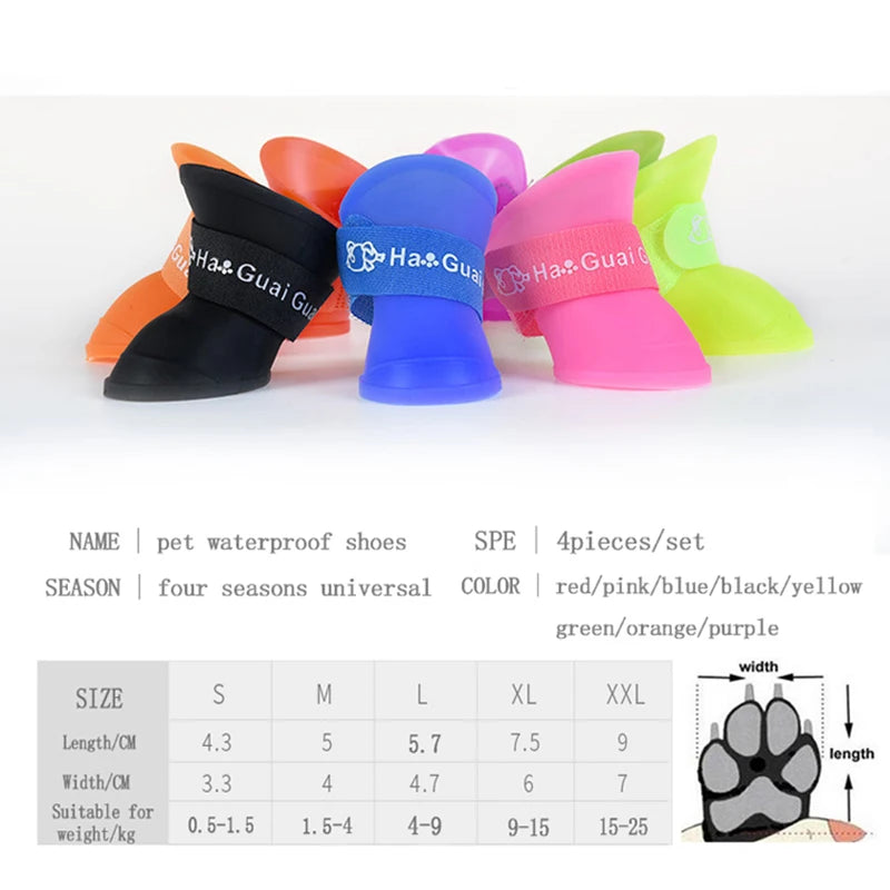 Pet Dog Rainshoes, Waterproof Silicone Dog Shoes Anti-skid Boots For Small, Medium Large Dogs