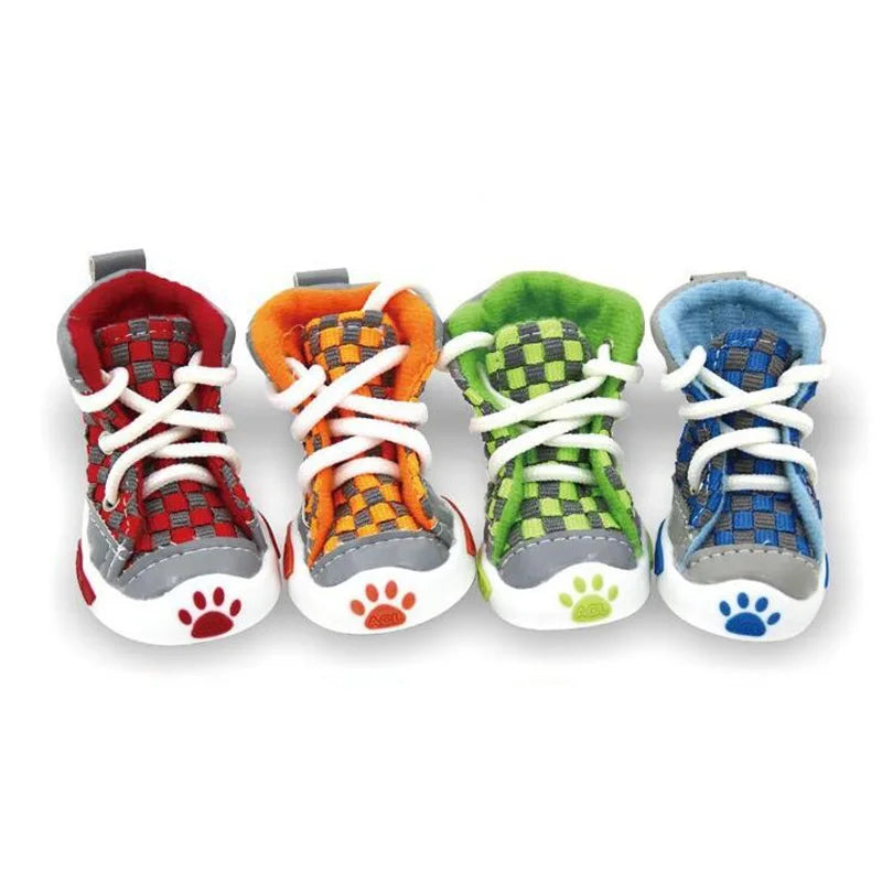 New Design 4pcs/Set Pet Dog Shoes, Football Style Cheap Dog Summer Shoes For Small Pets, Four Colors