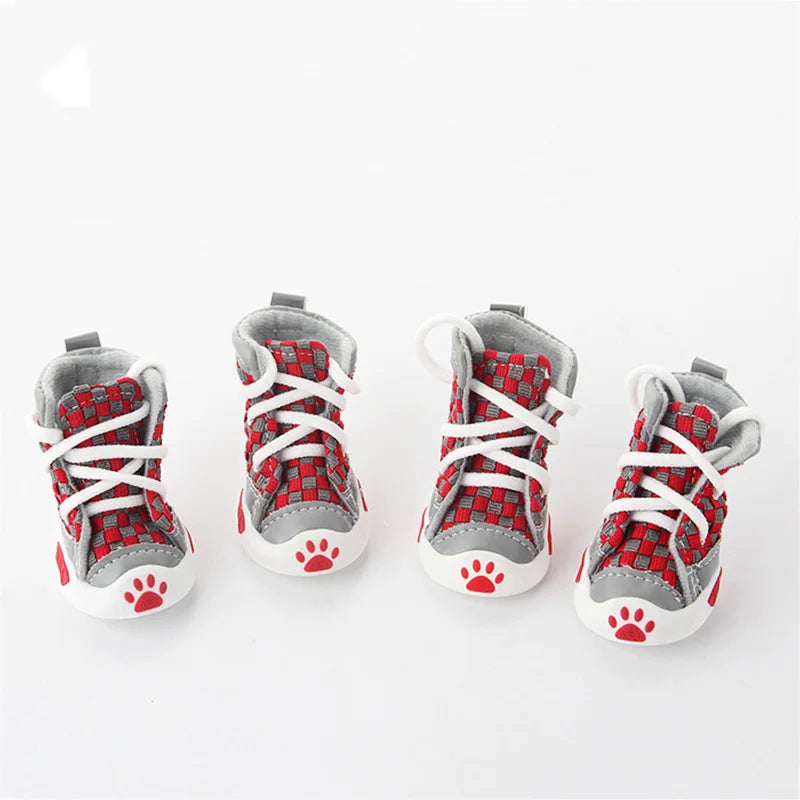 New Design 4pcs/Set Pet Dog Shoes, Football Style Cheap Dog Summer Shoes For Small Pets, Four Colors