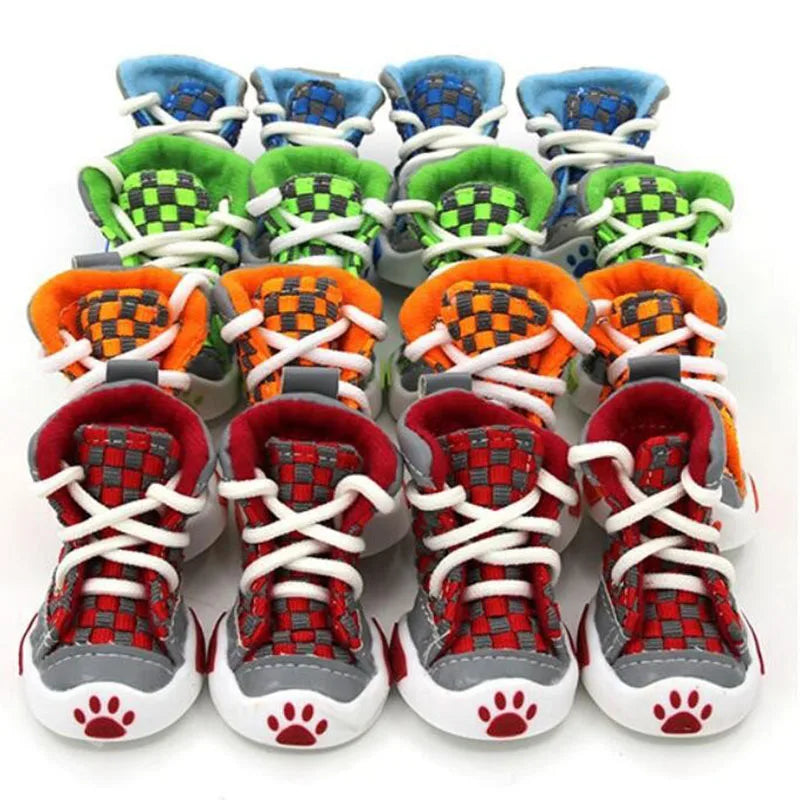 New Design 4pcs/Set Pet Dog Shoes, Football Style Cheap Dog Summer Shoes For Small Pets, Four Colors