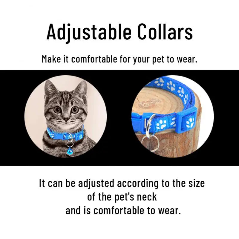 Cute Bell Pet Collar, Footprint Cat, Collar Dog Cartoon Supplies Harnesses