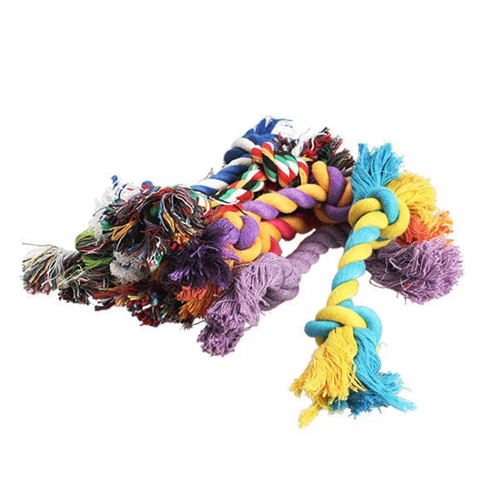 1 pcs Puppy Cotton Chew Knot Toy Durable Braided Bone Rope 15CM (Random Color )