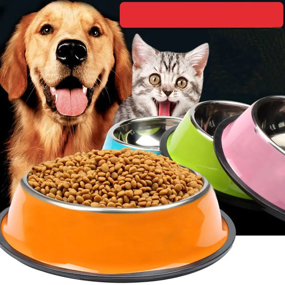 200-1600ml Stainless Steel Dogs Bowl, Cats Non-Slip Food Drinking Water, Eating Container Dish, Puppy Kitten Feeder