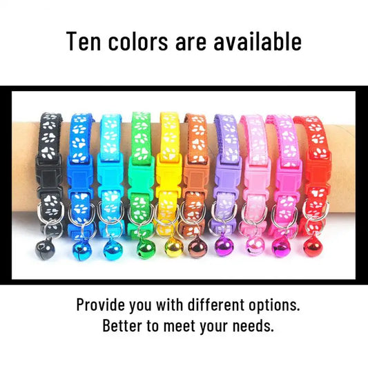 Cute Bell Pet Collar, Footprint Cat, Collar Dog Cartoon Supplies Harnesses