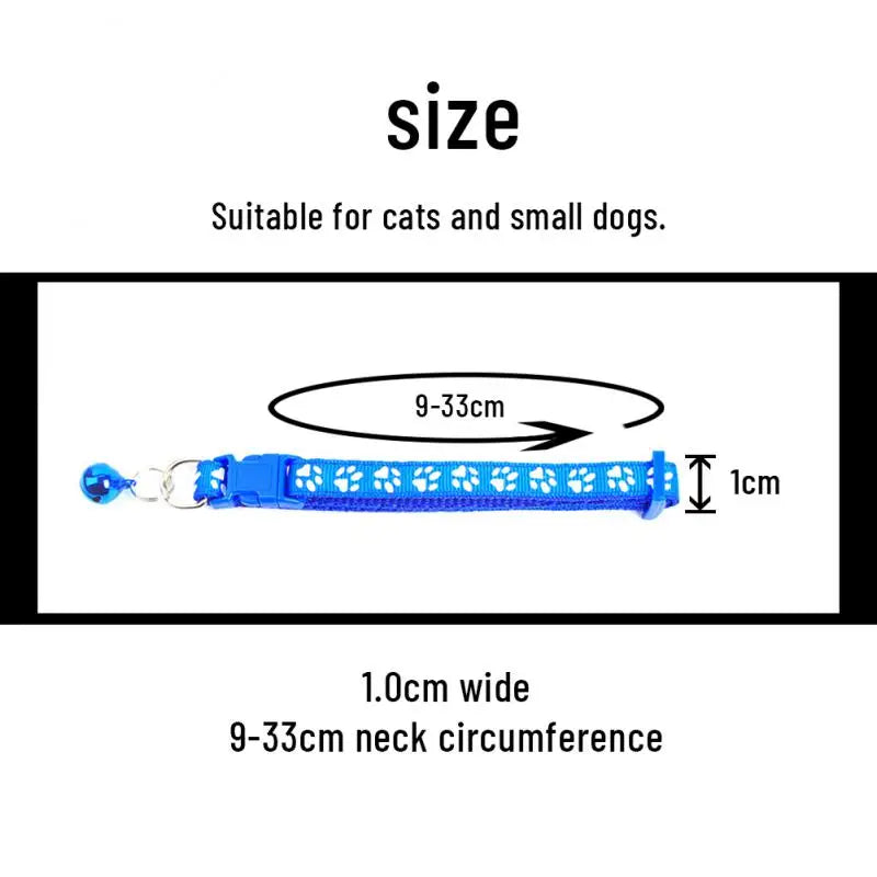Cute Bell Pet Collar, Footprint Cat, Collar Dog Cartoon Supplies Harnesses