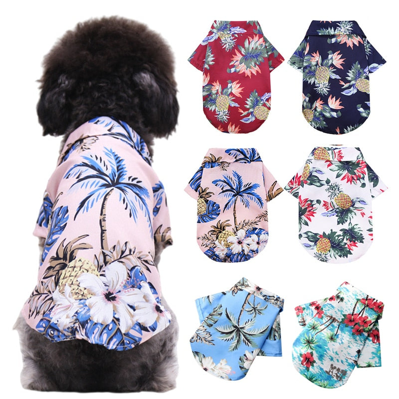 Hawaiian Beach Style Dog T-Shirts, Thin Breathable Summer Dog Clothes for Small Dogs, Puppy Pet Cat Vest, Chihuahua, Yorkies Poodle