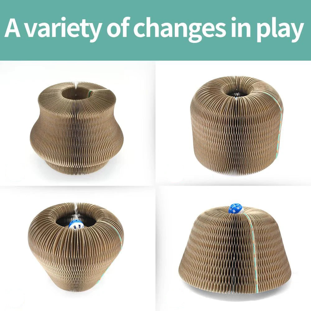 Large folded cat scratcher, cat interactive toy With Toy Bell Ball, Magic Organ Cats Scratch Board