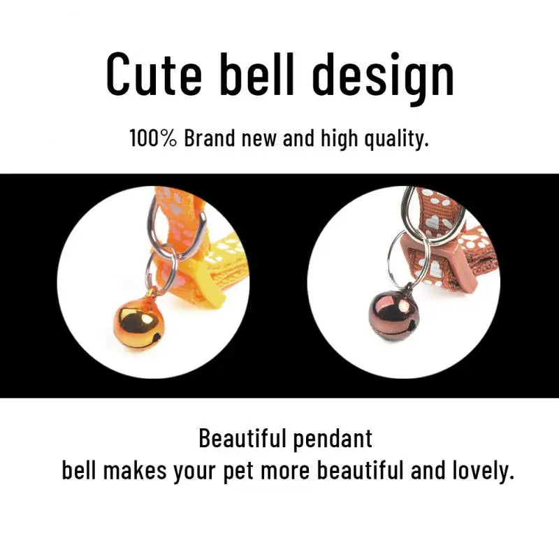 Cute Bell Pet Collar, Footprint Cat, Collar Dog Cartoon Supplies Harnesses