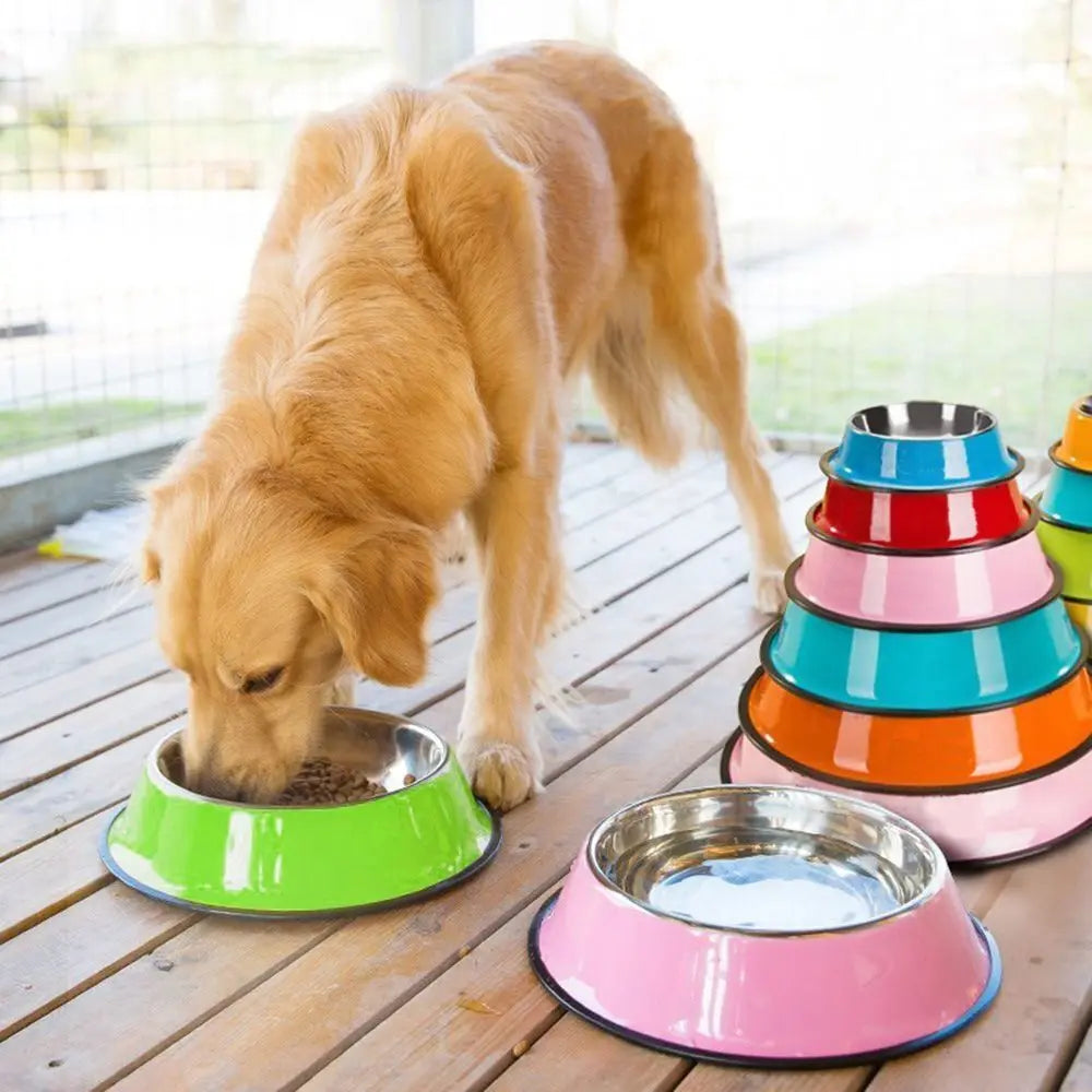 200-1600ml Stainless Steel Dogs Bowl, Cats Non-Slip Food Drinking Water, Eating Container Dish, Puppy Kitten Feeder