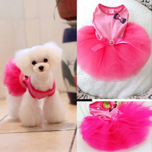 Pink Dog Cat Princess Tutu Dress, Bow Bubble Dress, Pet Puppy Clothes, Dog Apparel