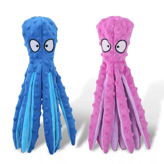 Octopus Bite Resistant Plush Toy, Pet Dog Resistant Squeak Toys Dog, Chew Puppy Training Toys