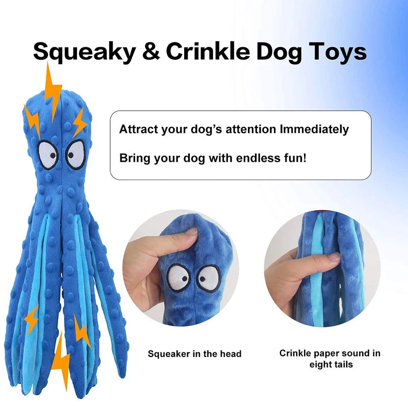 Octopus Bite Resistant Plush Toy, Pet Dog Resistant Squeak Toys Dog, Chew Puppy Training Toys