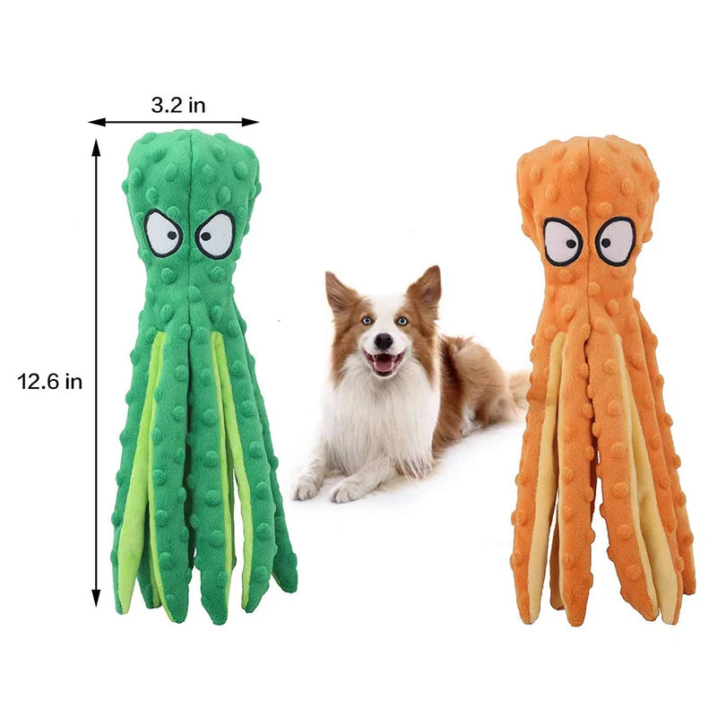 Octopus Bite Resistant Plush Toy, Pet Dog Resistant Squeak Toys Dog, Chew Puppy Training Toys