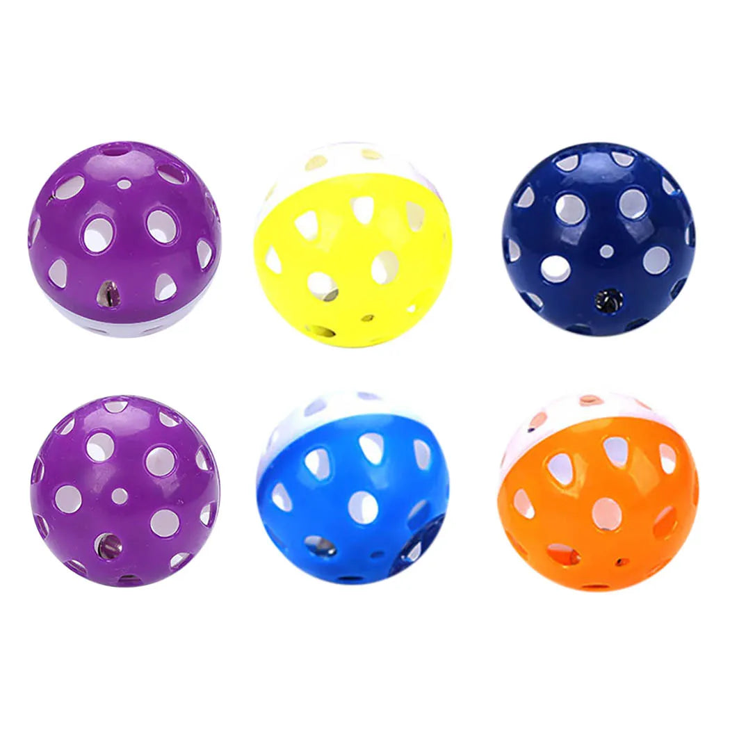 6pcs Toys For Cats Ball With Bell Playing Chew Rattle Scratch Plastic Ball, Interactive Cat Training Toys Cat Toy