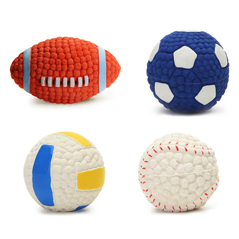 Durable Ball Squeak Toys, Cleaning Tooth Chew Voice Toy, Non-toxic Training Balls, Soft Latex Pet Dog Toy