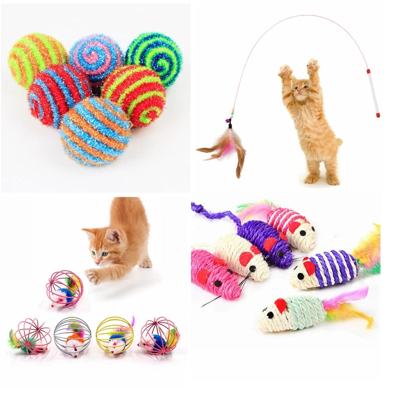 1Pc Cat Toy Stick Feather Wand With Bell Mouse Cage Toys, Plastic Artificial Colorful Cat Teaser Toy, Random Color