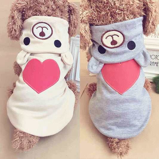 Pet Dog Clothes For Small Dogs, Cotton Clothing Coat Hoodies for Chihuahua, Pets Dogs Winter Clothes Pajamas, Love Bear Costume