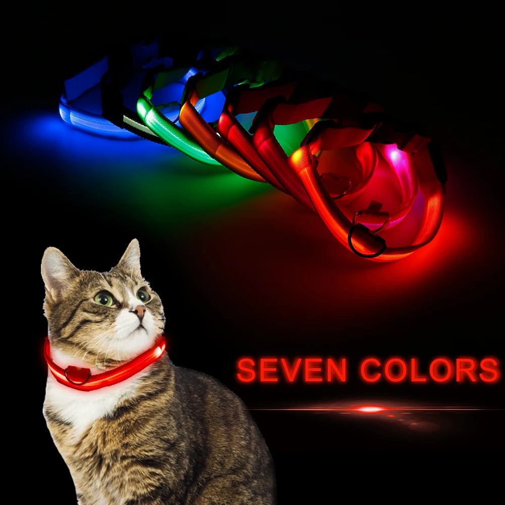 Nylon Pet Dog Collar LED Light, Night Safety Glowing, LED Dog Collar For Small Dogs LED Collars