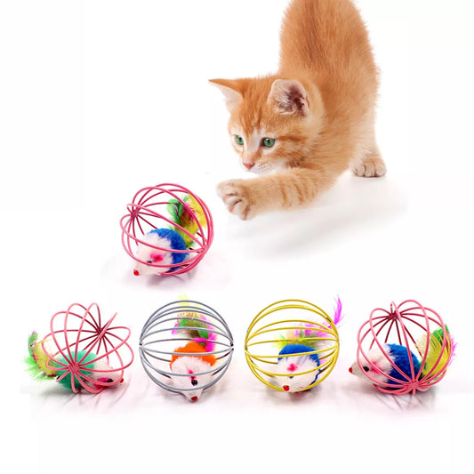 1Pc Cat Toy Stick Feather Wand With Bell Mouse Cage Toys, Plastic Artificial Colorful Cat Teaser Toy, Random Color