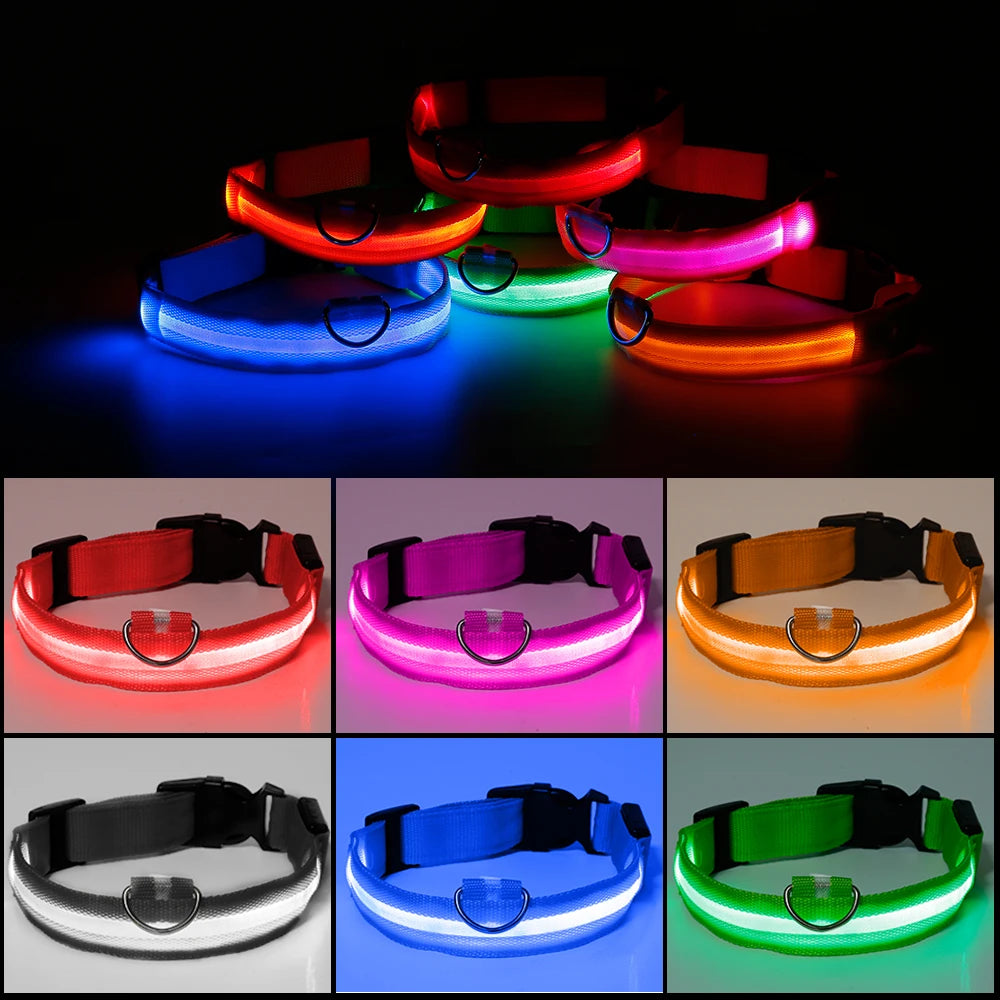 Nylon Pet Dog Collar LED Light, Night Safety Glowing, LED Dog Collar For Small Dogs LED Collars