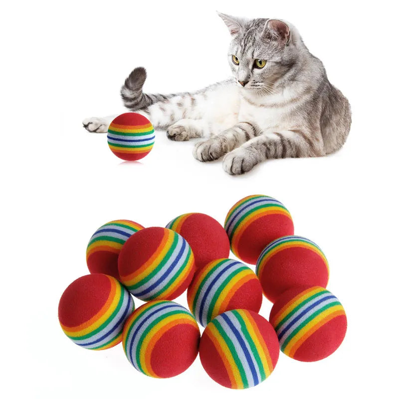 10Pcs Colorful Cat Toy Ball, Interactive Cat Toys, Chewing Natural Foam Ball Training