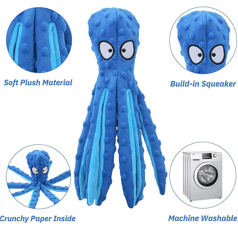 Octopus Bite Resistant Plush Toy, Pet Dog Resistant Squeak Toys Dog, Chew Puppy Training Toys