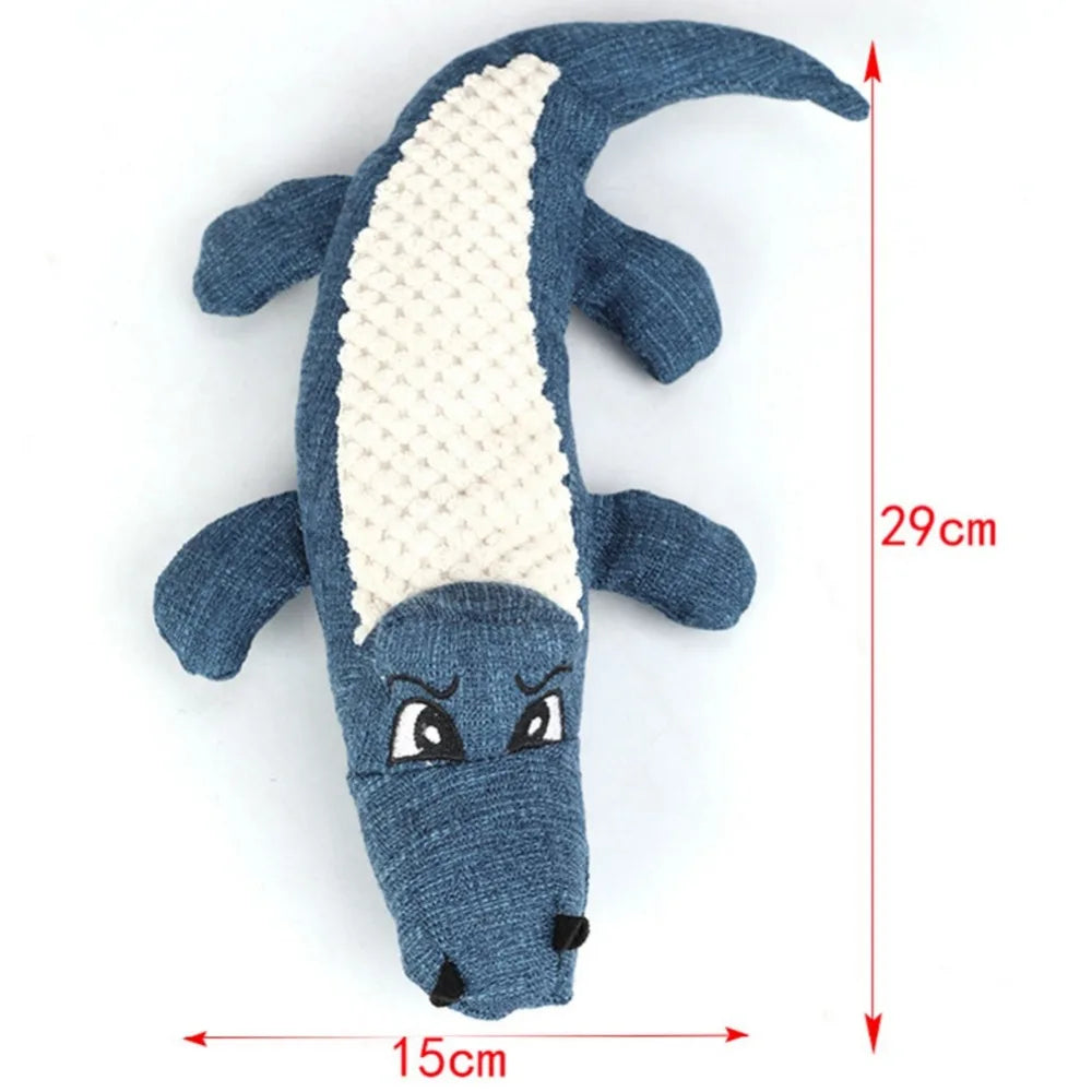 Pet Chew Squeak Toys, Cartoon Stuffed Animal Dog Toy, Crocodile Plush Toy, Bite Resistant Squirrel Squeaker Toys