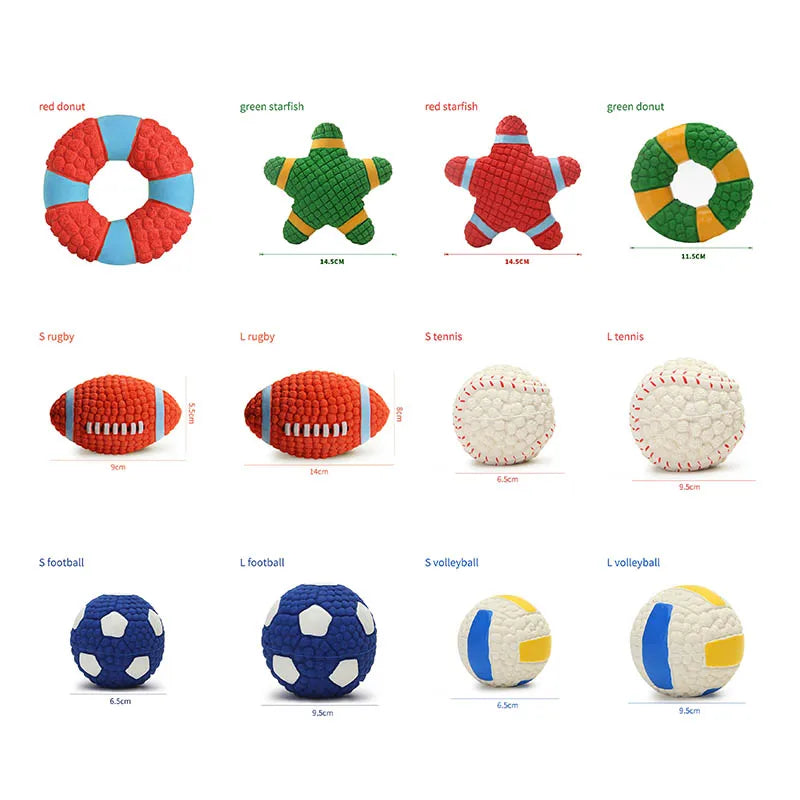 Durable Ball Squeak Toys, Cleaning Tooth Chew Voice Toy, Non-toxic Training Balls, Soft Latex Pet Dog Toy