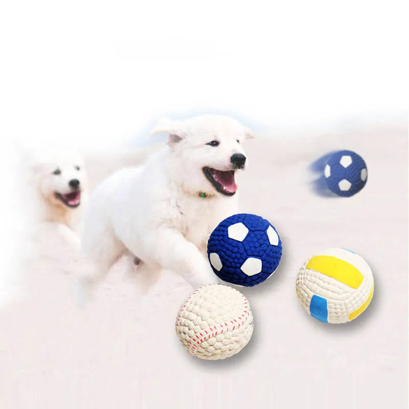 Durable Ball Squeak Toys, Cleaning Tooth Chew Voice Toy, Non-toxic Training Balls, Soft Latex Pet Dog Toy