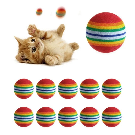 10Pcs Colorful Cat Toy Ball, Interactive Cat Toys, Chewing Natural Foam Ball Training