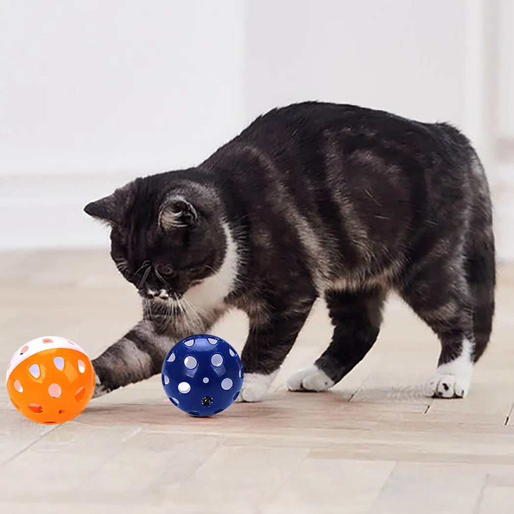 6pcs Toys For Cats Ball With Bell Playing Chew Rattle Scratch Plastic Ball, Interactive Cat Training Toys Cat Toy