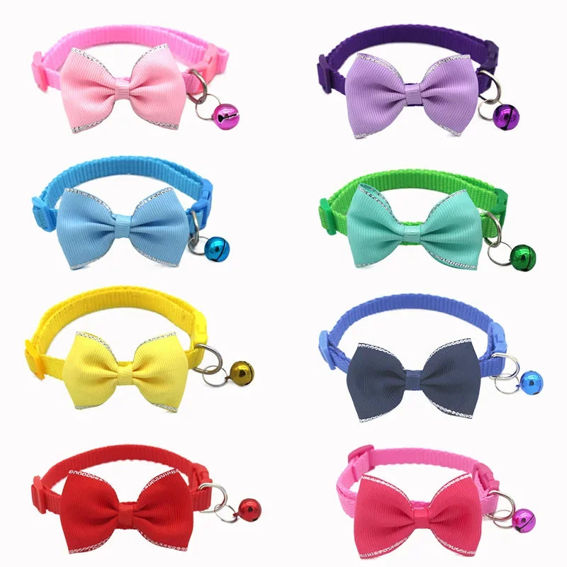 Pet Collars, Pet Bow Bell Collars, Cute Cat Collars, Multicolor Adjustable Pet Dressing Accessories