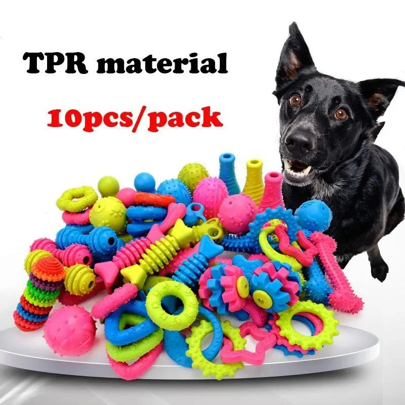 10PCS Randomly Puppy Pet Toys For Small Dogs, Rubber Resistance To Bite Dog Toy Teeth Cleaning Chew Training Toys