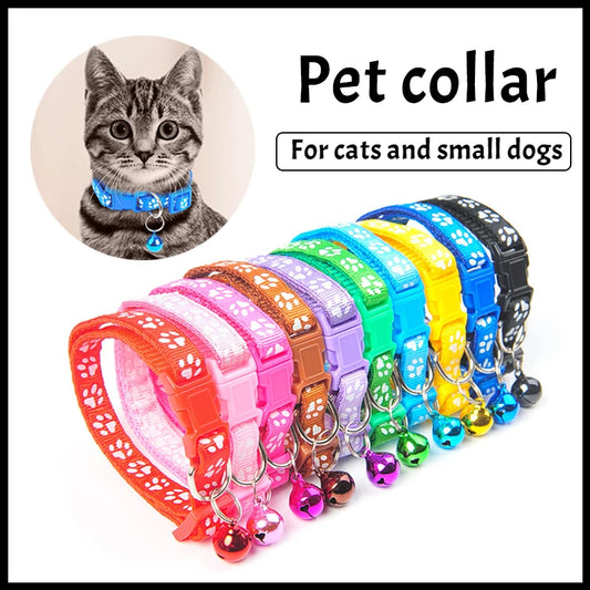 Cute Bell Pet Collar, Footprint Cat, Collar Dog Cartoon Supplies Harnesses