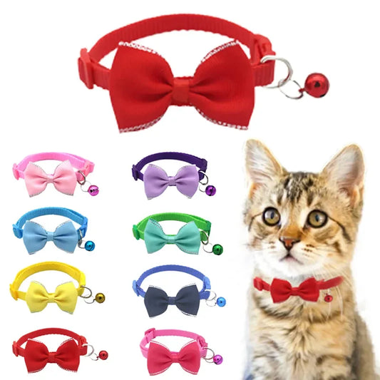 Pet Collars, Pet Bow Bell Collars, Cute Cat Collars, Multicolor Adjustable Pet Dressing Accessories