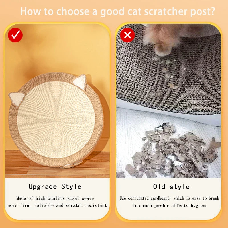 Round Cat Scratcher Pad, Sisal Weave Cats Scratching Board 2 in 1, Cat House, Grinding Claws Cats Training Toys, Furniture Supplies