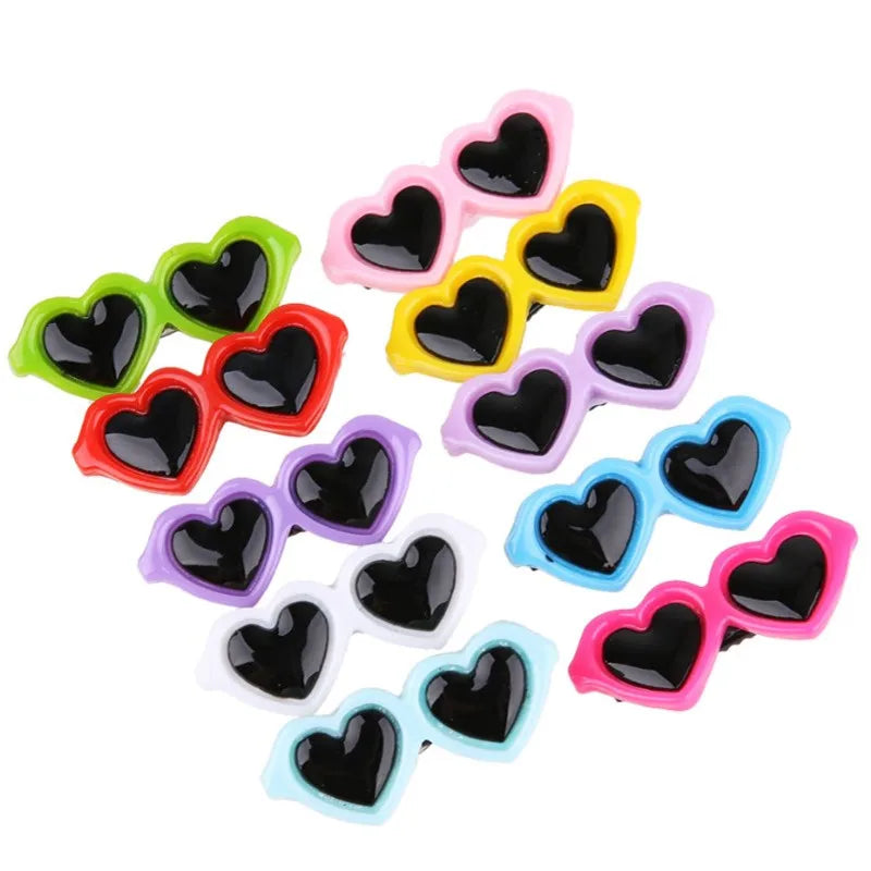 Pet Lovely Heart Sunglasses Hairpins, Pet Dog Bows Hair Clips for Puppy Dogs Cat Yorkie Teddy, Pet Hair Decor 1pc