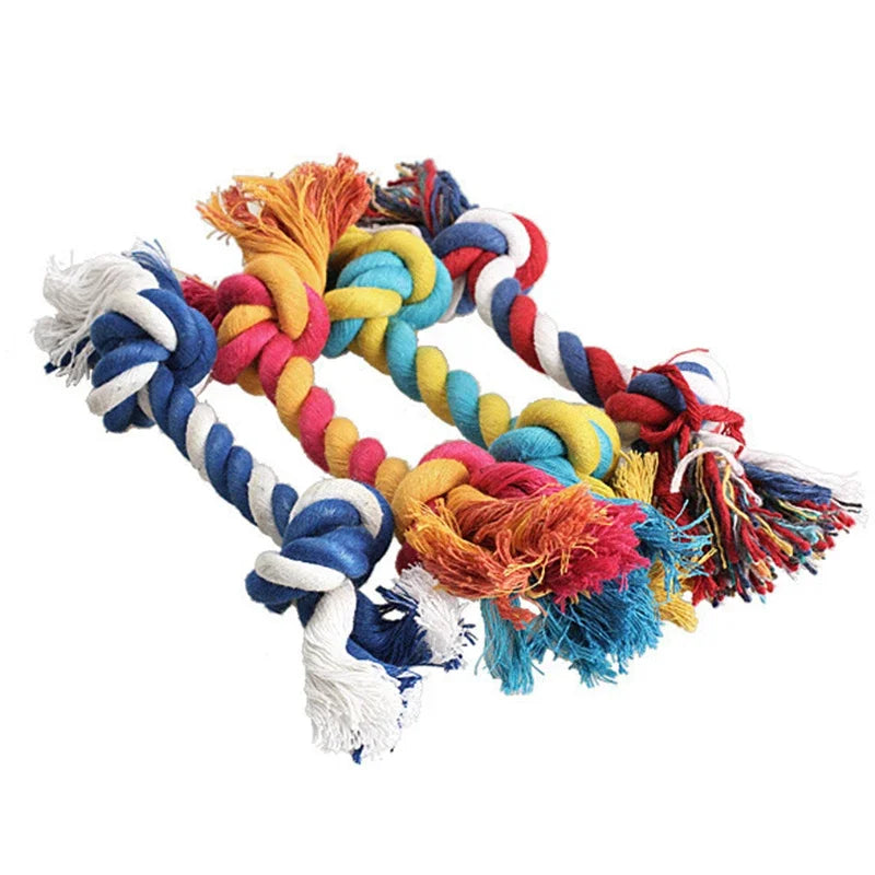 1 pcs  Puppy Cotton Chew Knot Toy Durable Braided Bone Rope 15CM (Random Color )