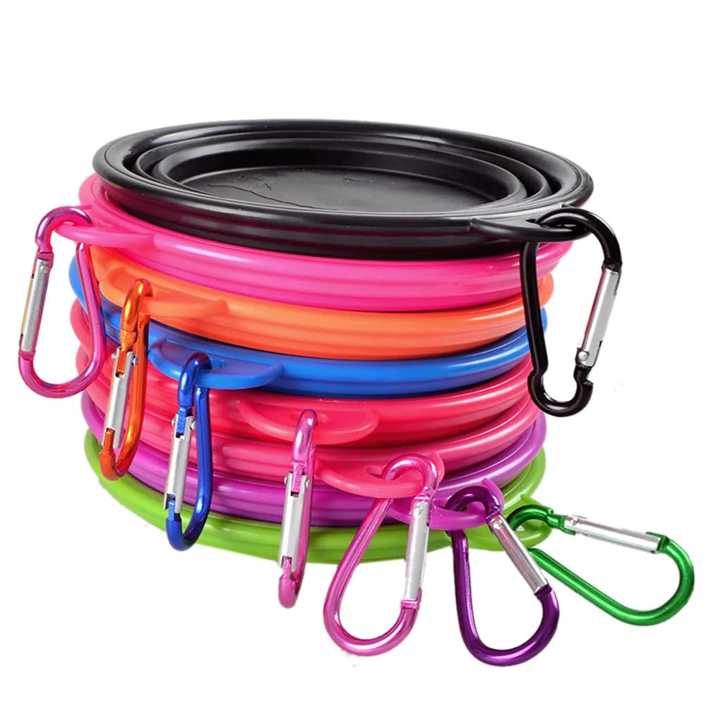 Collapsible Pet Silicone Dog Food Water Bowl, Outdoor Camping Travel Portable Folding Pet Supplies, Pet Bowl Dishes with Carabiner