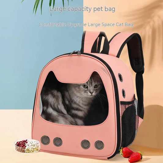 Pet Carrier Bag, Cat Bag Pets Backpack Outgoing Carry Cats, Double Shoulder Bag, Travel Breathable Bags