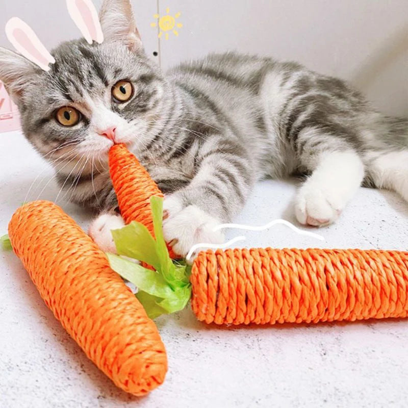 2 pcs Cat toy paper rope radish, interactive sound toy