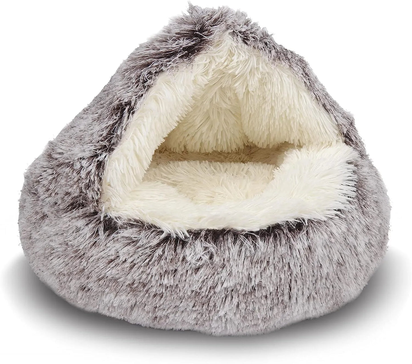 Soft Plush Round Cat Bed Pet Mattress, Warm Comfortable Basket Cat and Dog 2 in 1 Sleeping Bag, Nest for Small Dogs