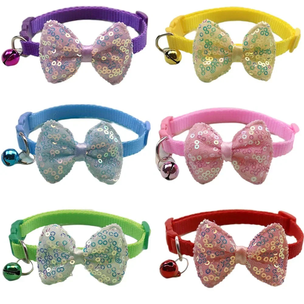 Pet Collars, Pet Bow Bell Collars, Cute Cat Collars, Multicolor Adjustable Pet Dressing Accessories