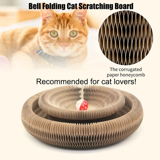 Large folded cat scratcher, cat interactive toy With Toy Bell Ball, Magic Organ Cats Scratch Board