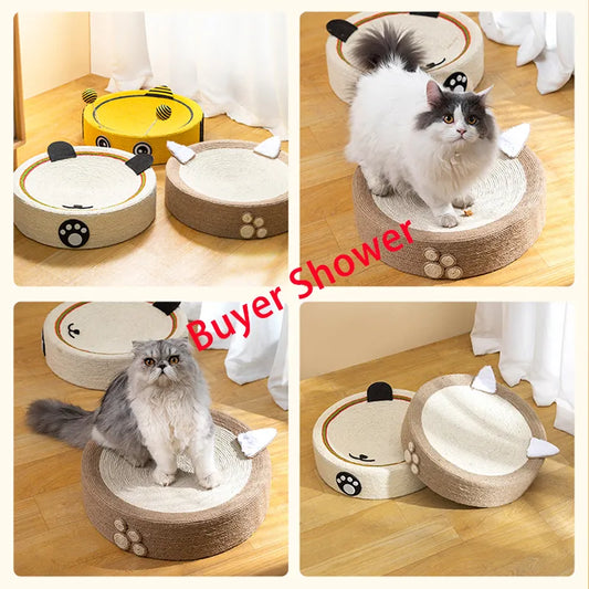 Round Cat Scratcher Pad, Sisal Weave Cats Scratching Board 2 in 1, Cat House, Grinding Claws Cats Training Toys, Furniture Supplies