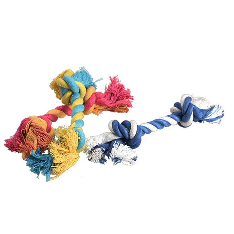 1 pcs  Puppy Cotton Chew Knot Toy Durable Braided Bone Rope 15CM (Random Color )