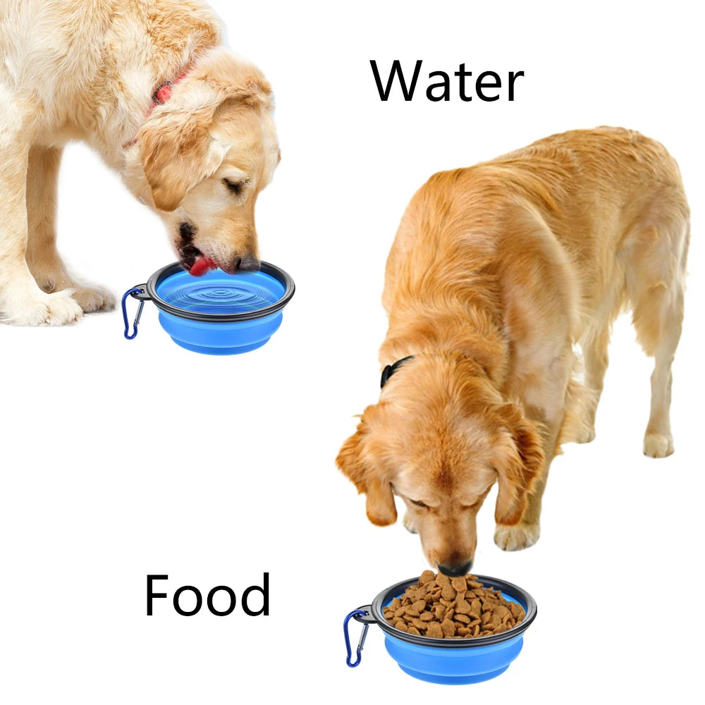 Collapsible Pet Silicone Dog Food Water Bowl, Outdoor Camping Travel Portable Folding Pet Supplies, Pet Bowl Dishes with Carabiner